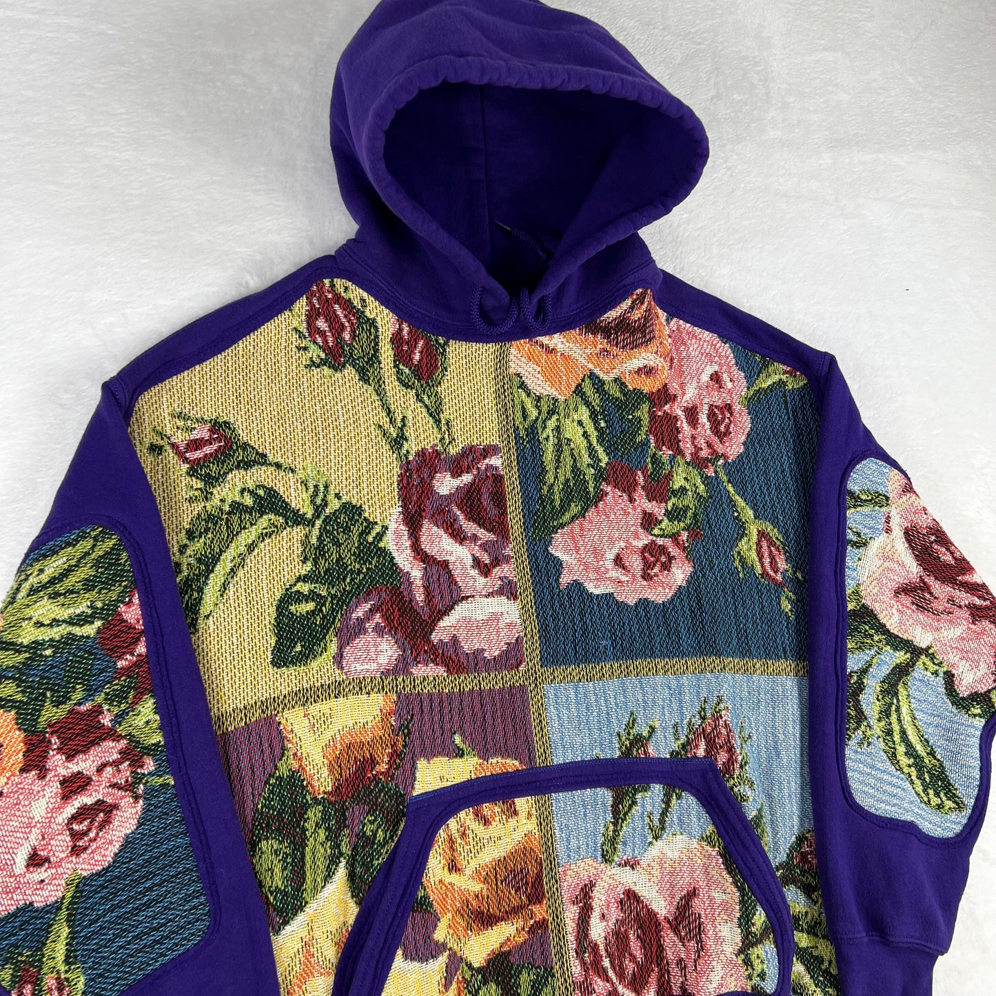 1 of 1 Reworked Abstract Flowers Blanket Hoodie Size Large