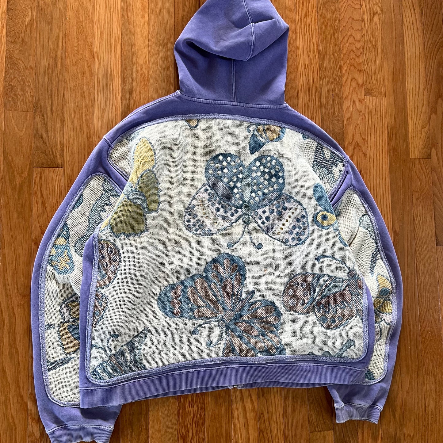 1 of 1 Reworked Butterflies Blanket Zip Up Hoodie Size Large