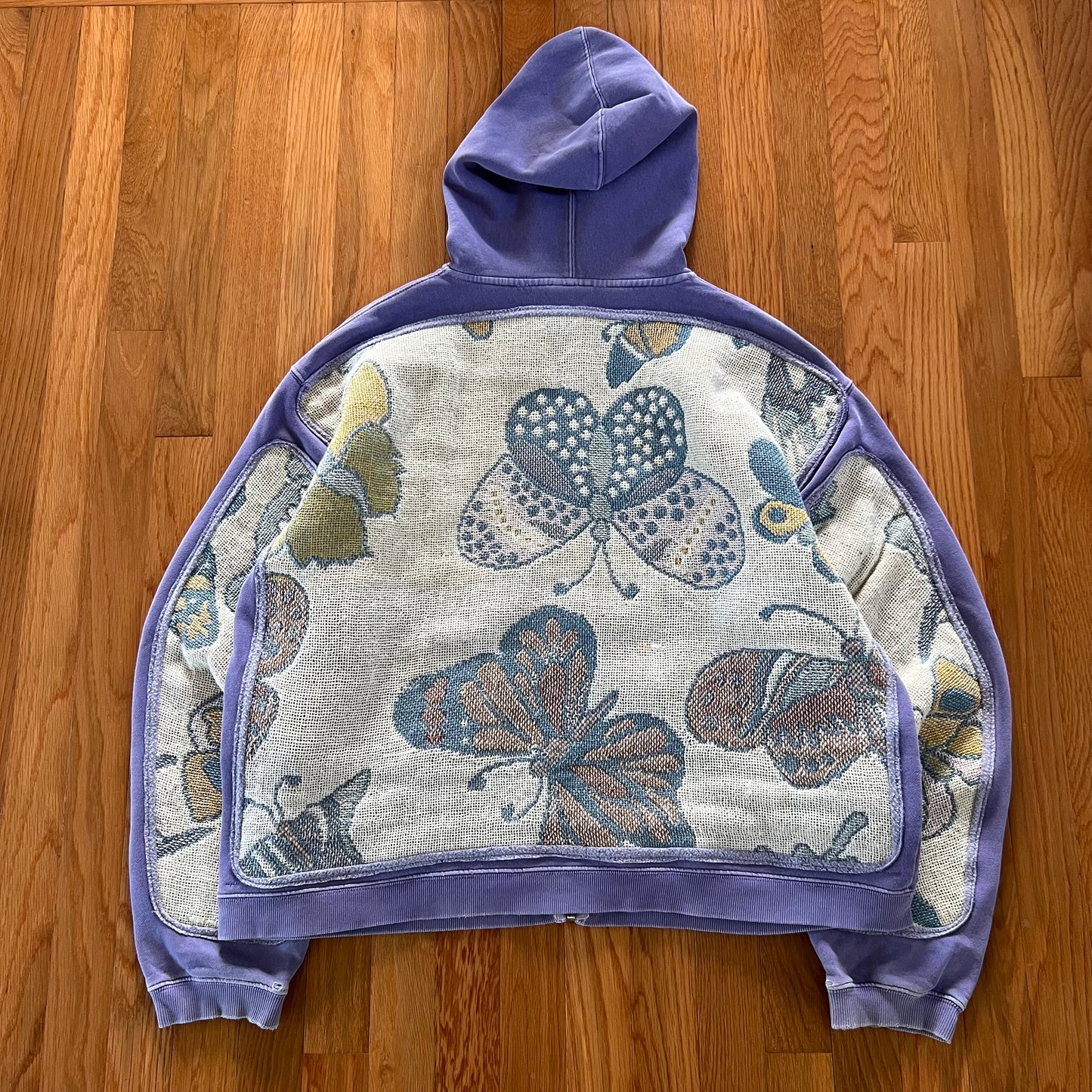 1 of 1 Reworked Butterflies Blanket Zip Up Hoodie Size Large