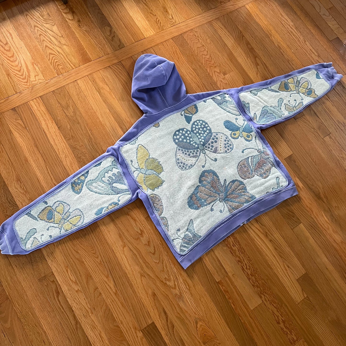 1 of 1 Reworked Butterflies Blanket Zip Up Hoodie Size Large
