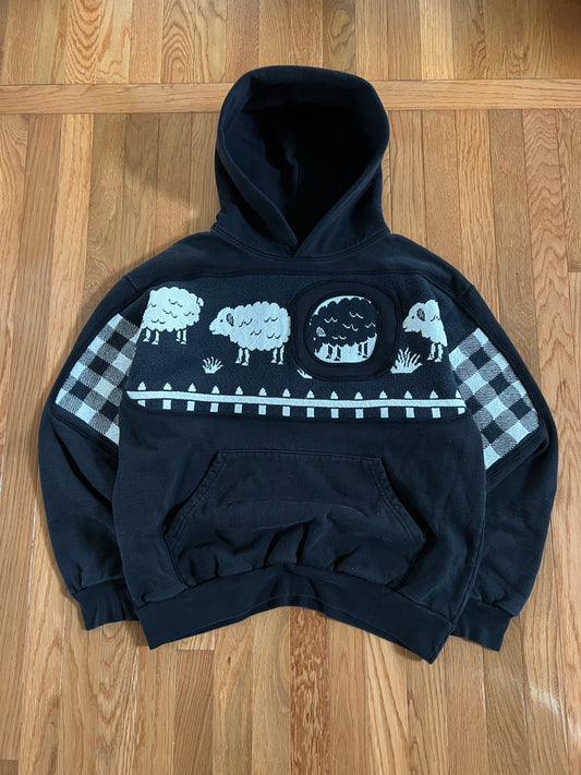 1 of 1 Reworked Black Sheep Wrap Blanket Hoodie Size Large
