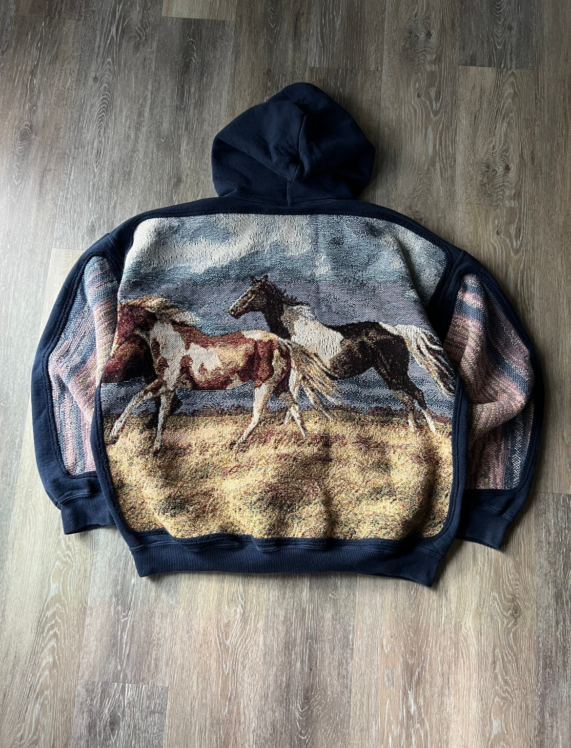 1 of 1 Reworked Wild Horses Blanket Hoodie Size XL