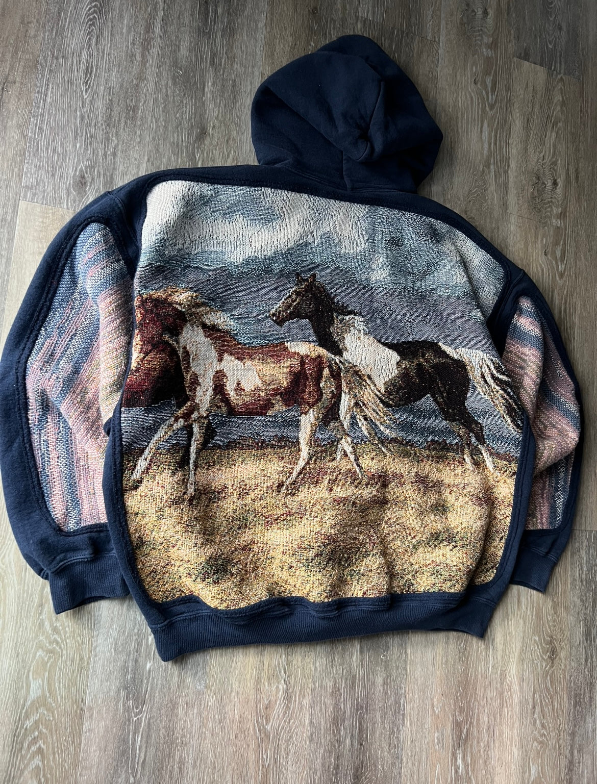 1 of 1 Reworked Wild Horses Blanket Hoodie Size XL