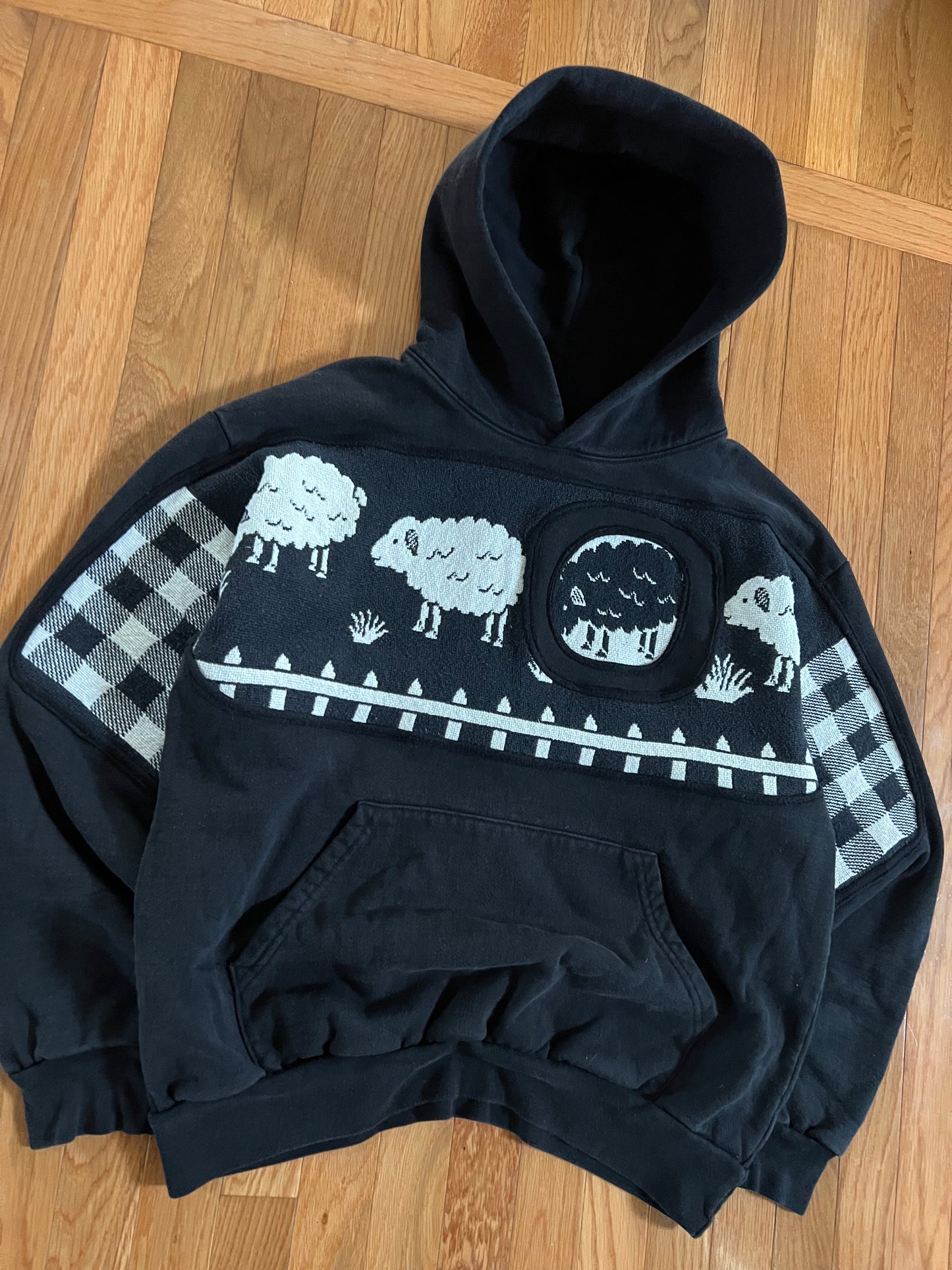 1 of 1 Reworked Black Sheep Wrap Blanket Hoodie Size Large