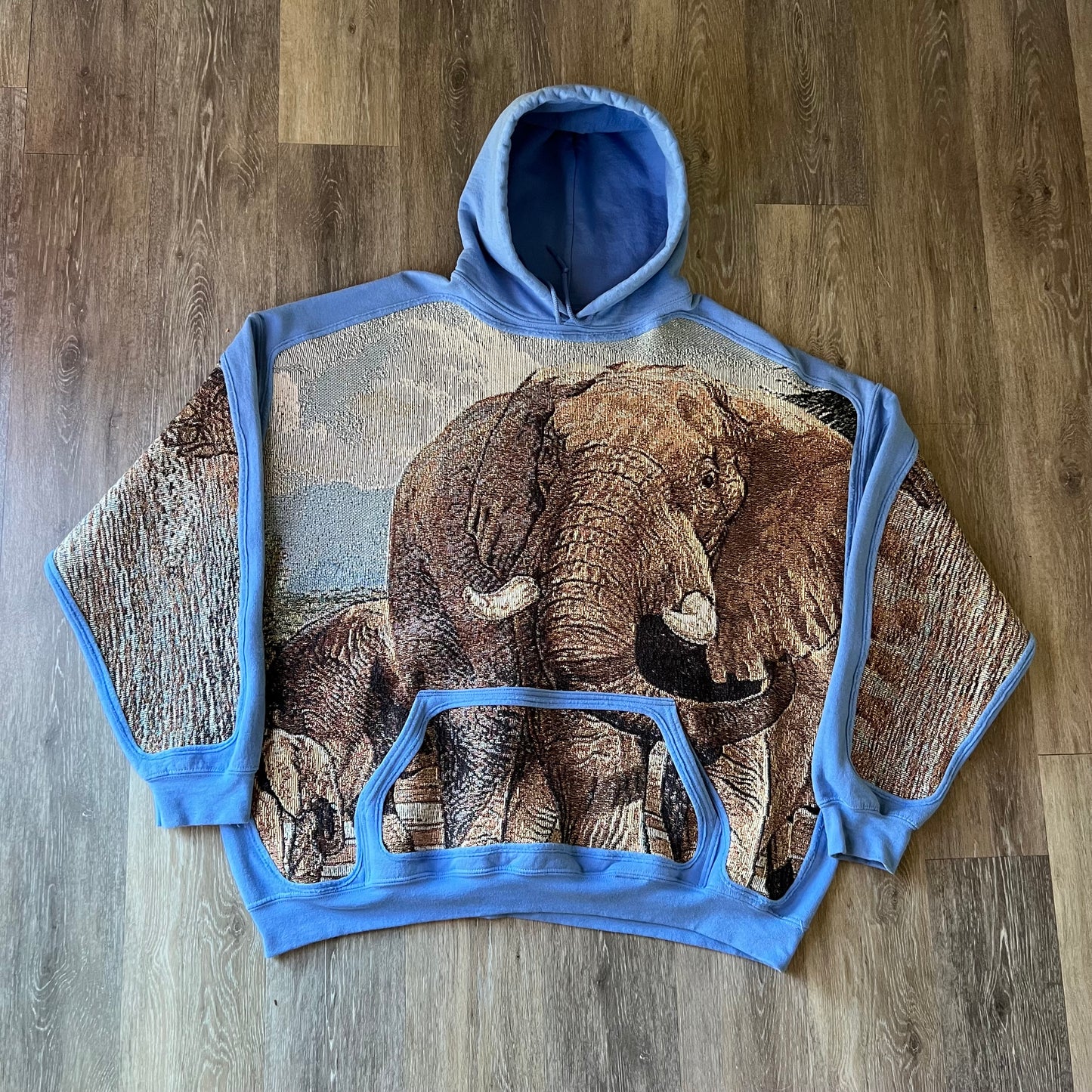 1 of 1 Reworked Elephant Herd Blanket Hoodie Size XXL-XXXL