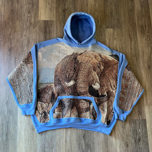 1 of 1 Reworked Elephant Herd Blanket Hoodie Size XXL-XXXL