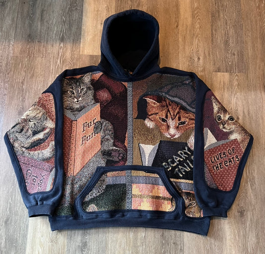 1 of 1 Reworked Cats of Knowledge Blanket Hoodie Size XL