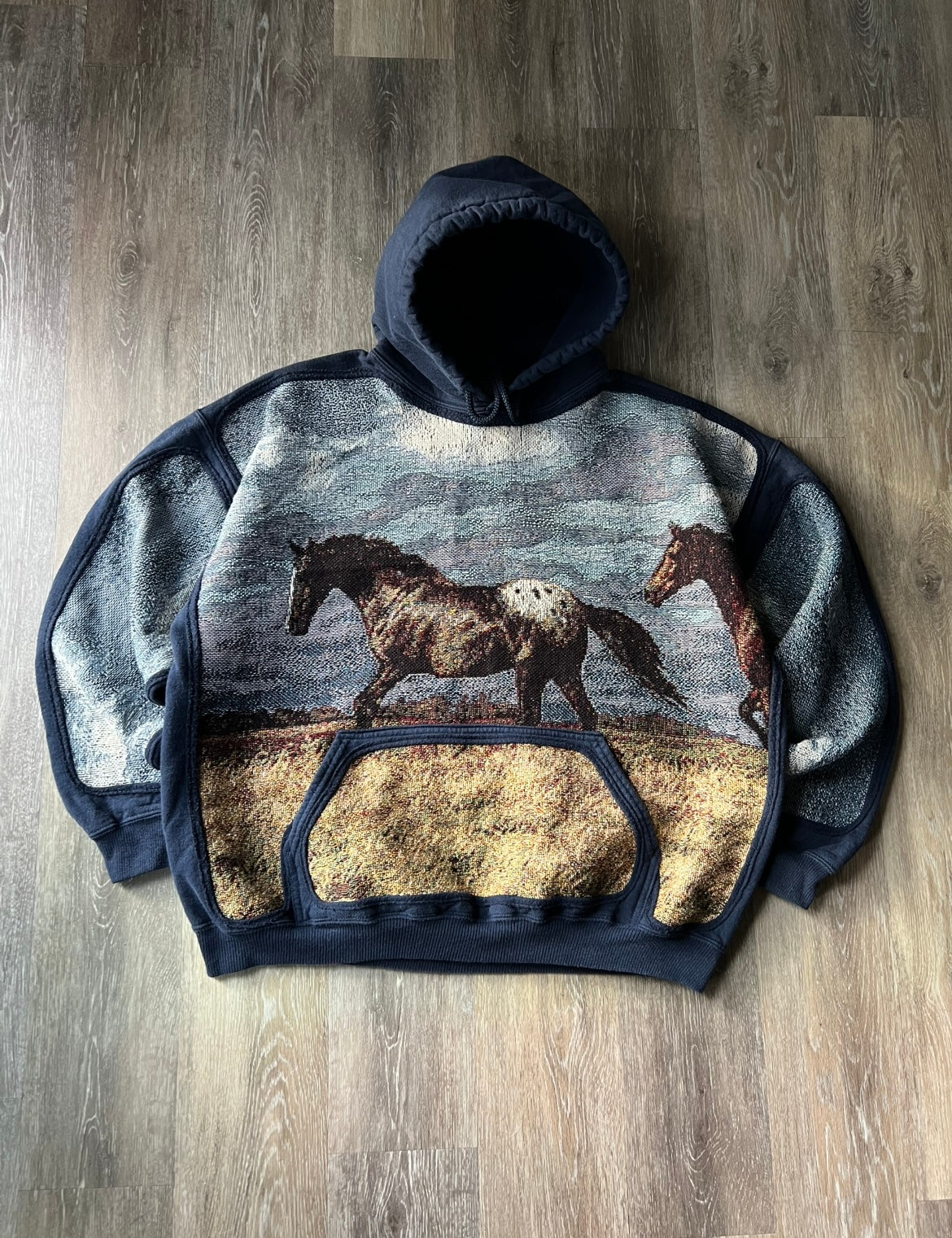 1 of 1 Reworked Wild Horses Blanket Hoodie Size XL