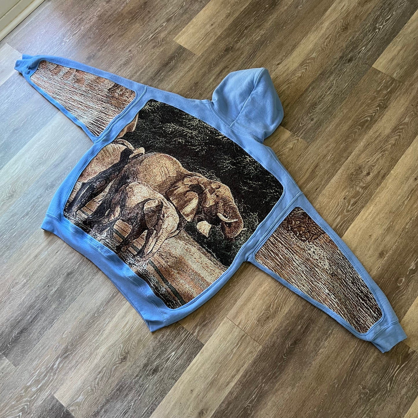 1 of 1 Reworked Elephant Herd Blanket Hoodie Size XXL-XXXL
