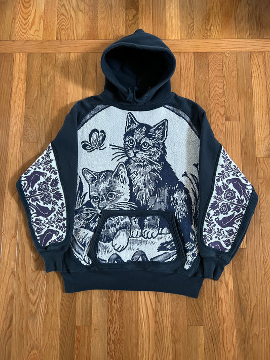 1 of 1 Reworked Garden Kitties Blanket Hoodie Size Large