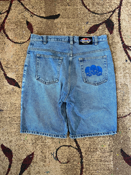 Embroidered Shorts Denim Size 34 Waist