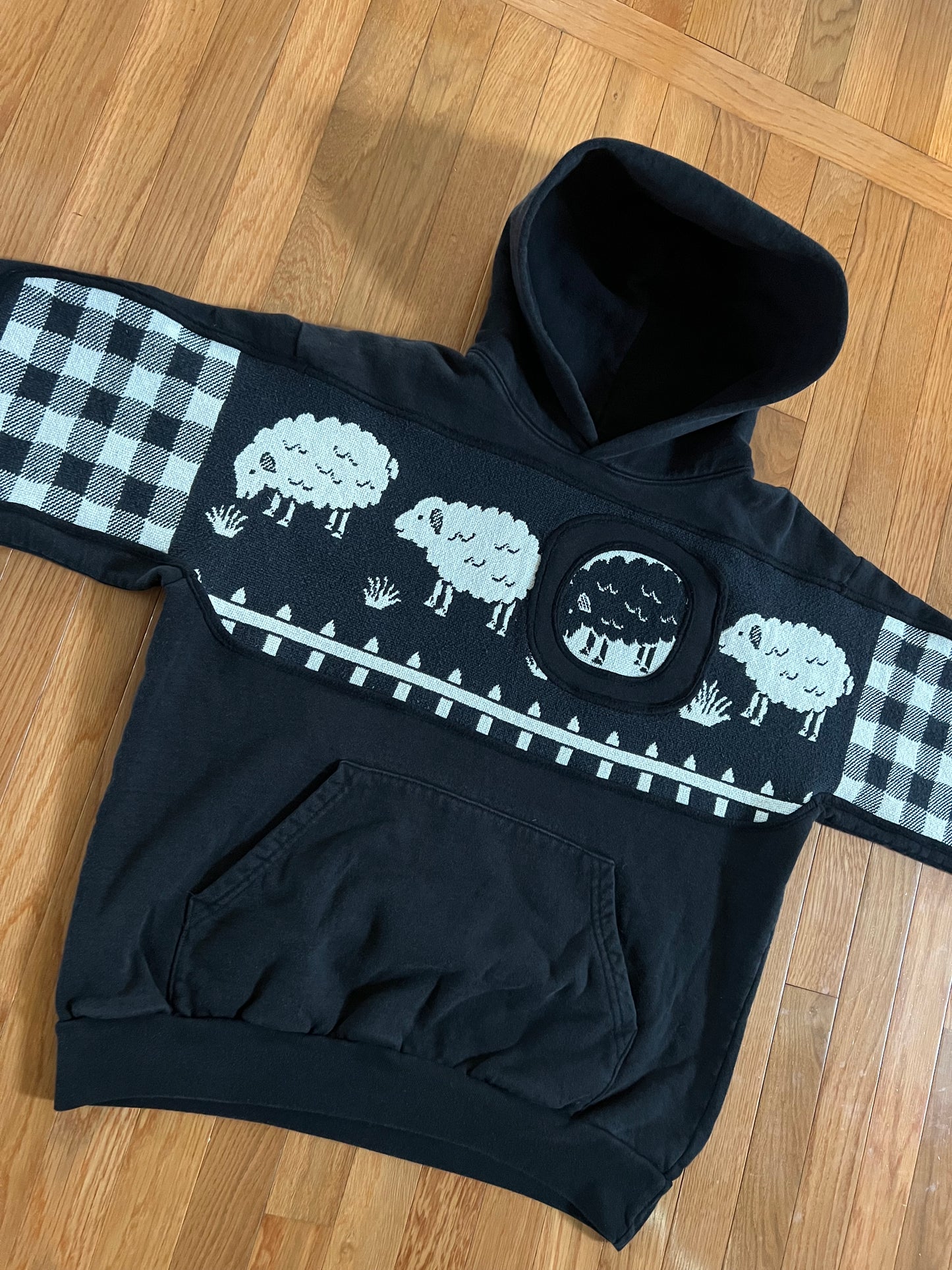 1 of 1 Reworked Black Sheep Wrap Blanket Hoodie Size Large