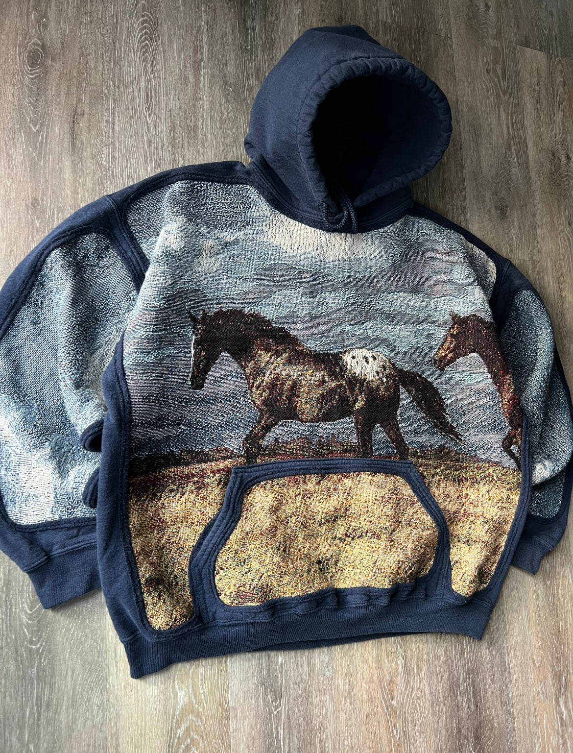 1 of 1 Reworked Wild Horses Blanket Hoodie Size XL